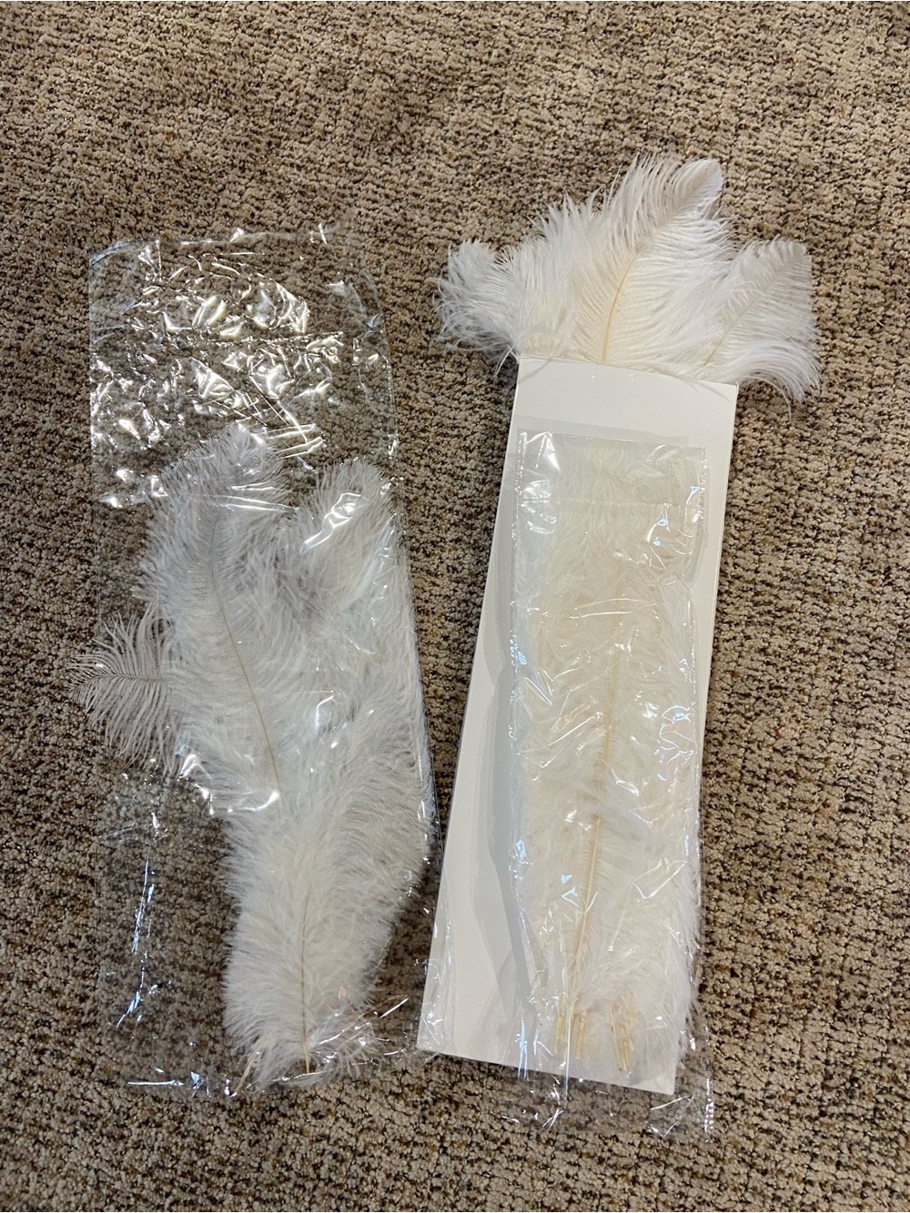 White Ostrich Feather Plumes - Set of Decorative Feathers